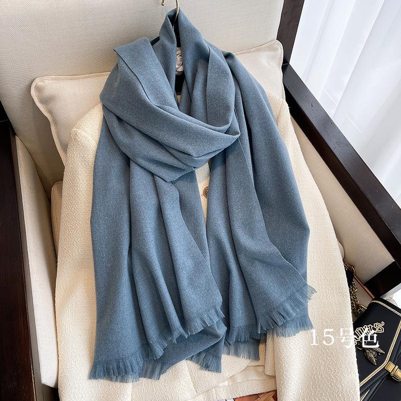 New Autumn And Winter Classic Solid Color Warm Scarf For Women, Fashionable Imitation Cashmere, Thickened Student Scarf, Dual-Use Shawl