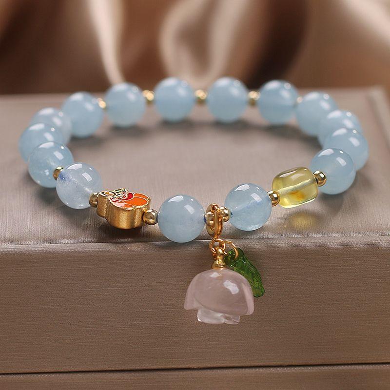 

Браслет из натурального морского синего бисера для женщин, браслет с подвеской в ​​виде цветка, браслет для женщин, ювелирные изделия, подарок для подруги