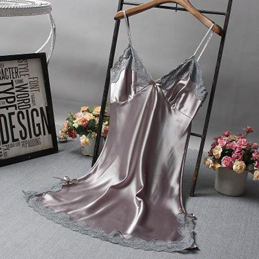 Sexy Lingerie Silk Satin for Women Summer Lace Sleepwear Nightdress Nightwear Skirt