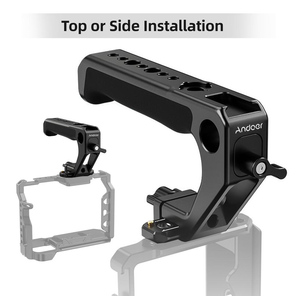 Andoer Universal Top Handle Hand Grip with NATO Clamp NATO Rail Cold Shoes 1/4 Inch 3/8 Inch