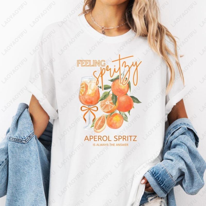 Aperol Spritz Love At First Spritz Feeling TShirt Cocktail Lover Old Money Aesthetic Demure Coquette Men Women Cotton Adult Tees