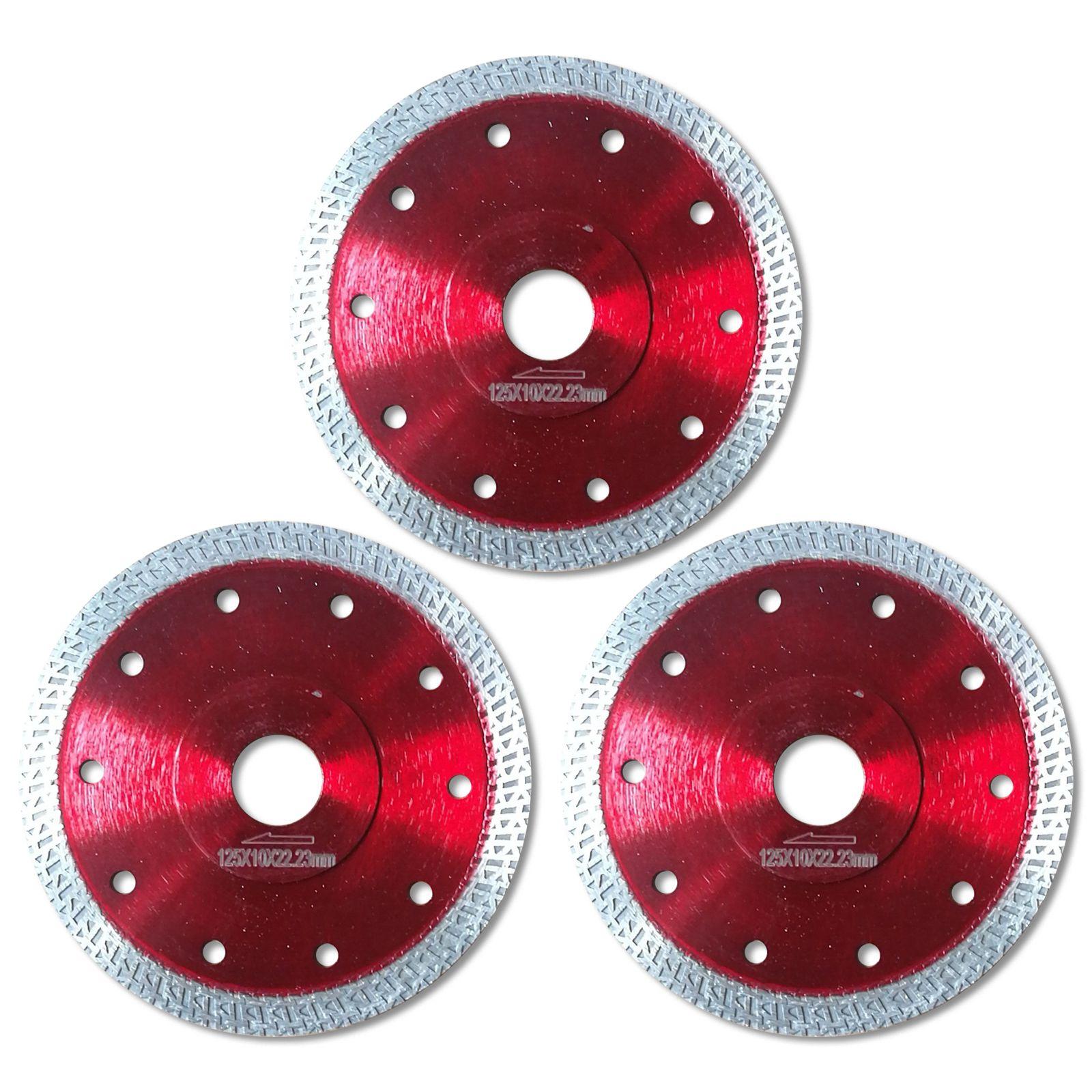 

3 шт. 5-дюймовый гранитный фарфоровый керамический диск Turbo Thin Diamond для сухой резки, диск для шлифовальной машины, алмазные пильные диски, красные