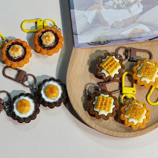 Keychain Pendant Corn Egg Tart Design Mini Size Food Keyring Keys Bags Phone Lanyard Versatile Hanging Ornament