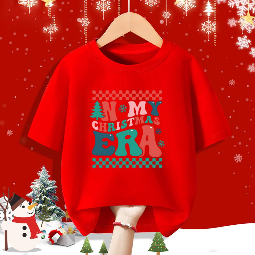 In My Christmas Era Print Kid T-shirt Casual Short Sleeve Round Neck Child Tees Shirt Christmas Day Holiday Childs Clothes