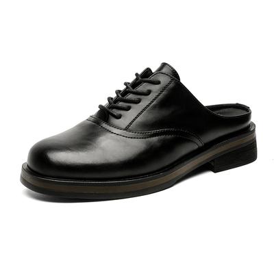 Plattform Pantoletten aus Leder in Übergröße Herren Halbschuhe für Herren Hausschuhe Dicke Sohle Offen hinten Lässige Schuhe Halb-Slipper Slipper