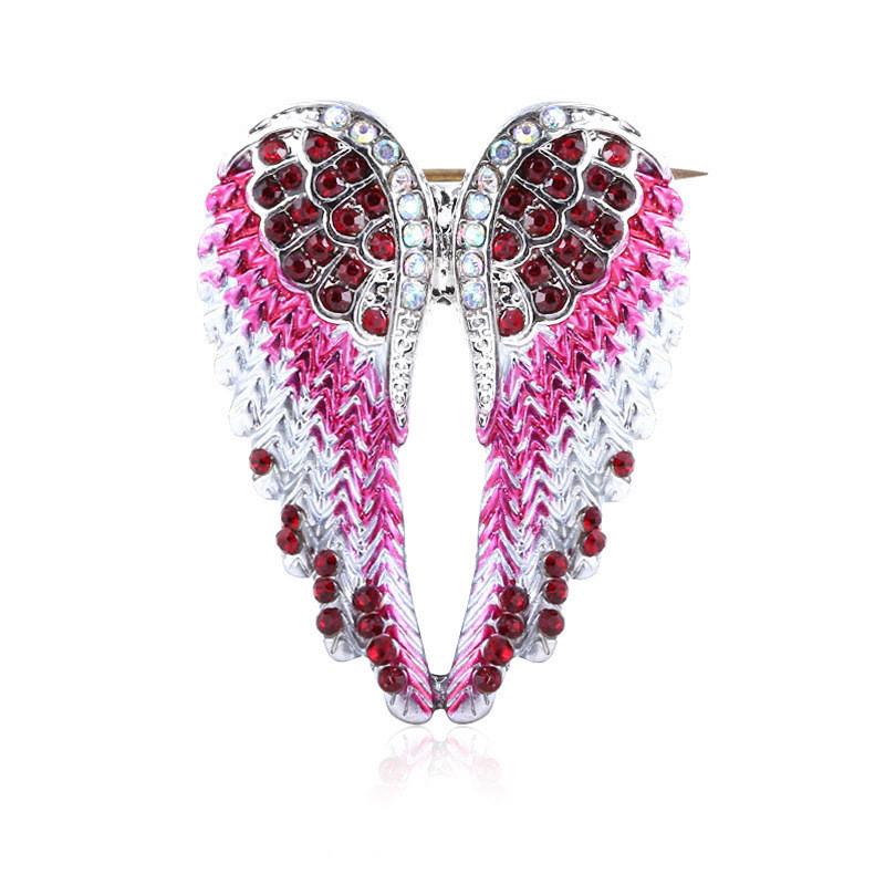 

Ретро значок из сплава с крыльями ангела и разноцветной эмалью для украшения унисекс одежды розовый