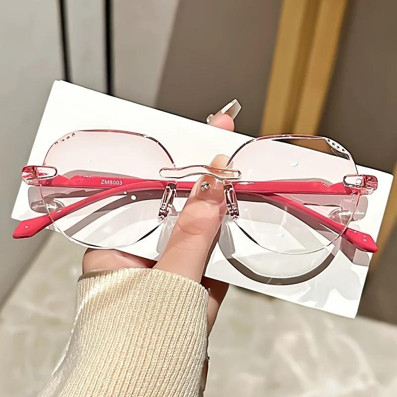 Luxury Rimless Reading Glasses for Women - Diamond Cutting Style, Presbyopic Lens, Square Frame, Lightweight & Stylish Design