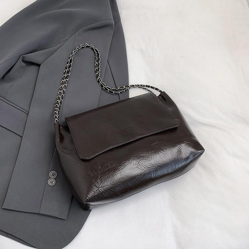 Chain Tote Bag Large Capacity Commuter Silver High-end Shoulder Bag New Niche Design Retro Messenger Women's Bag