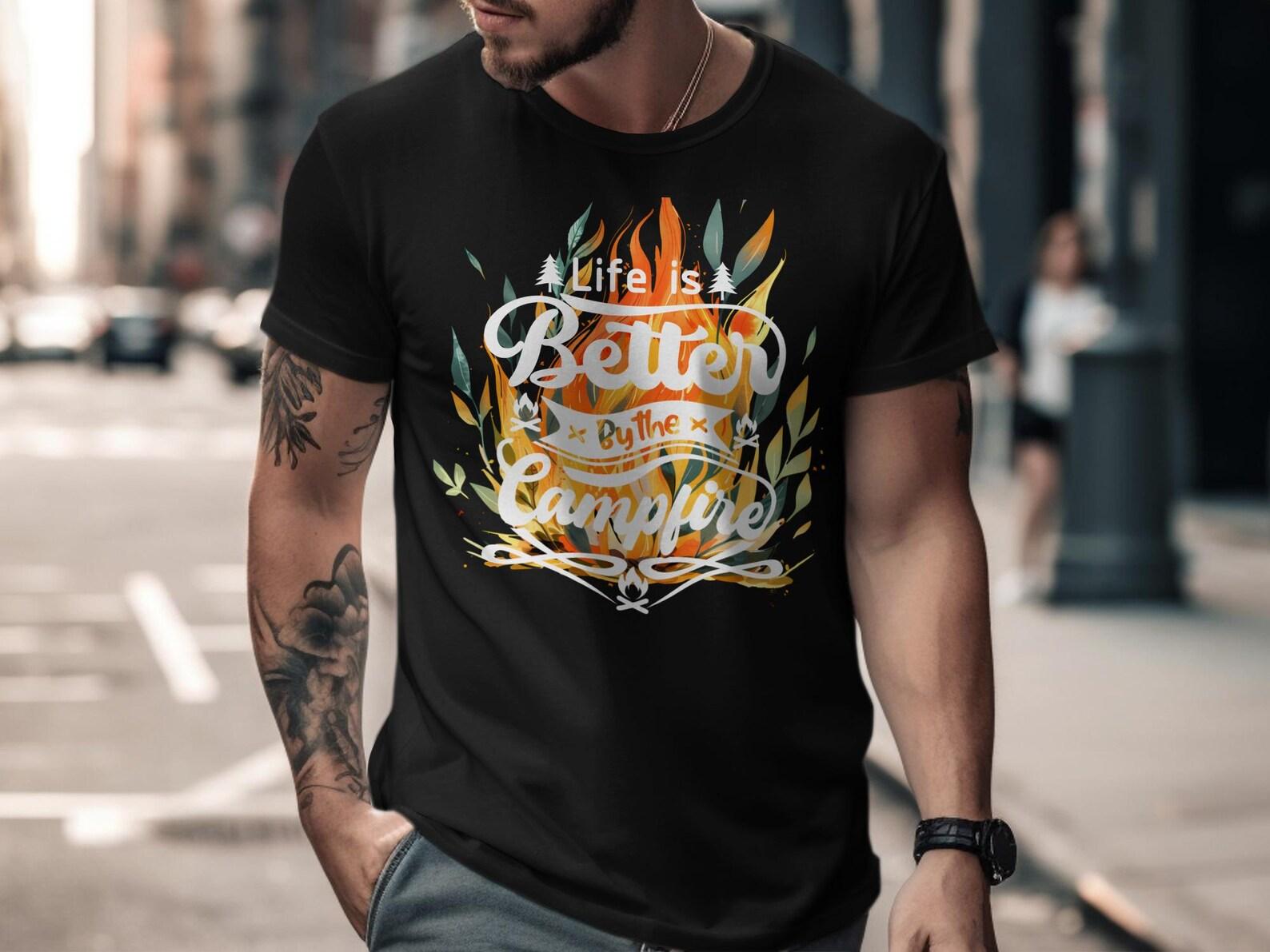 Life is Better By The Campfire T-Shirt, Camping Tee XL