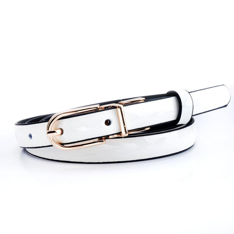 Dames Trendy 1,5 cm Lakleren Riem Gouden Gesp Casual Dagelijkse Jurken Jeans 105CM wit