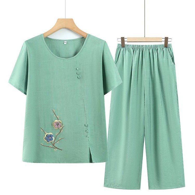 Completi estivi in stile nonna per donne di mezza età e anziane: T-shirt e Top Larghi per Donne di 80-90 Anni