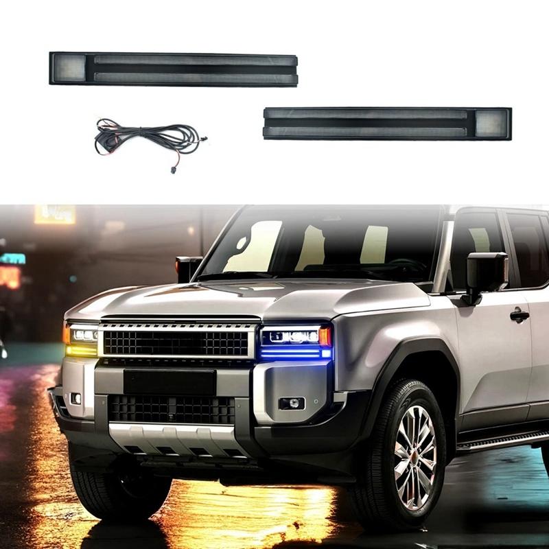 A58X-LED Daytimes Running Light For Toyota Prado LC250 Land Cruiser 250 2024 2025 Fog Light White DRL Amber Turn Signal Lamp