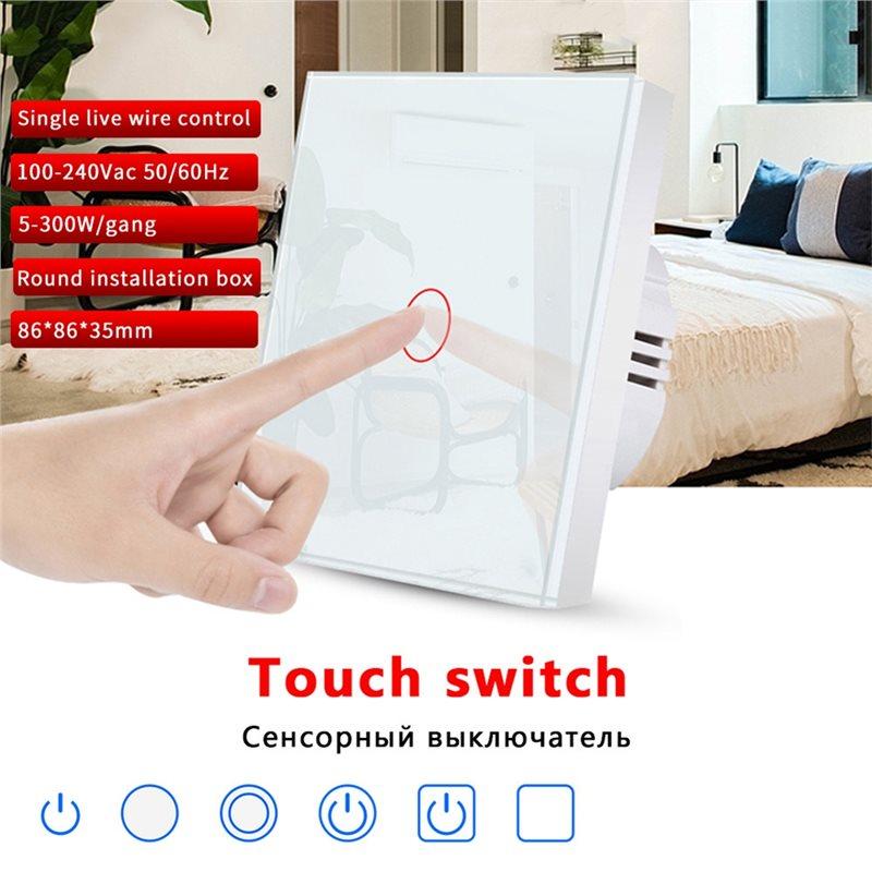 2025 Trend European AC100-240V Tempered Black White Glass Touch Switch Panel Wall Light Sensor Button Gang 10A Interrupt EU Plug