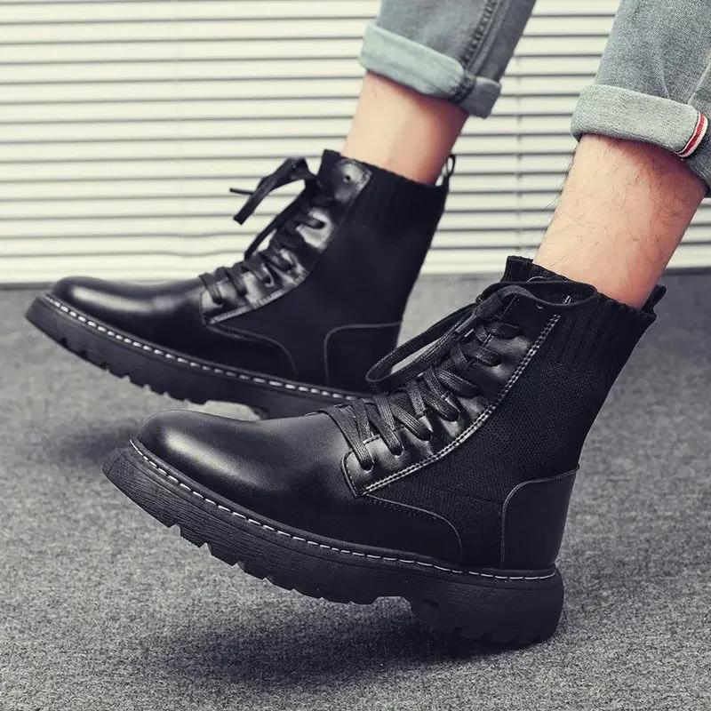 Fashion Male Shoes Black Warm With Fur Winter Men's Boots Designer Offer Comfortable In Promotion Non Slip Footwear Low Price Cheap Y2k