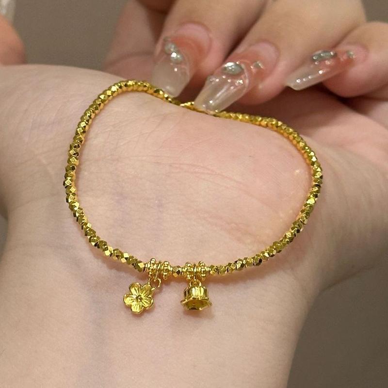 

PONYKISS Tibetan Silver Flower Bell Charm Bracelets for Women Cute Plant Fashion Minimalist Round Accessories