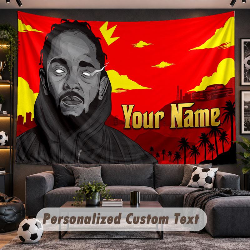 Wall Hanging Tapestry Custom NameKendrick Lamar Pattern Personalized Printed Fabric Wall Decor