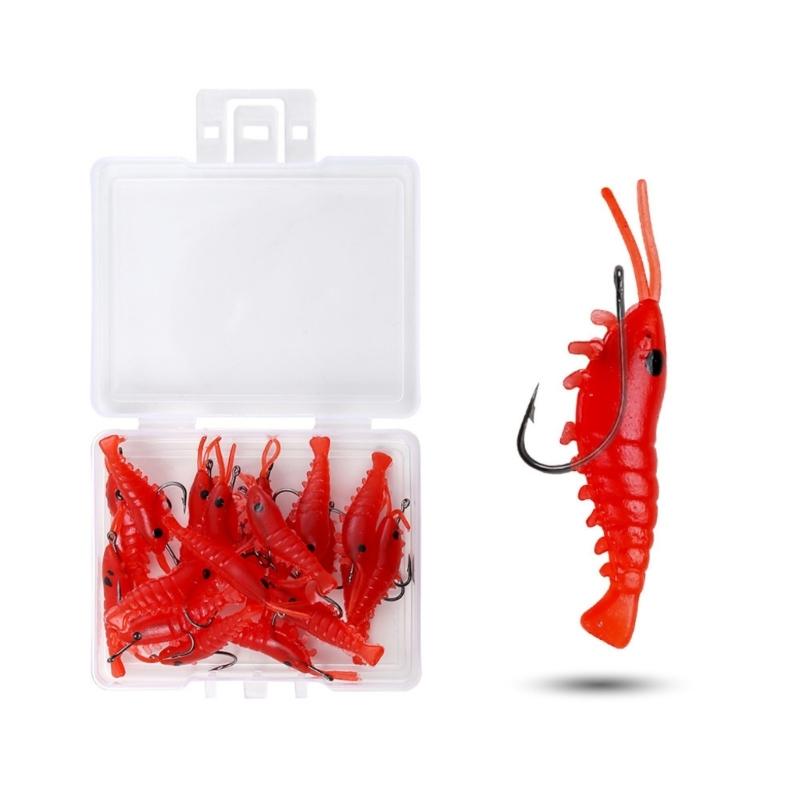 

20 шт. Приманки для ловли пресноводной креветки с крючком Мягкая искусственная приманка-свимбейт Плавающие приманки для ловли креветки для рыбалки на открытом воздухе красный