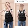 Large 14 Inch PC Waterproof School Oxford Black [SUNLUTO] Women's Backpack, Cute, Stylish, 3-Way Handbag, Capacity, Storage, Backpack, Lightweight,