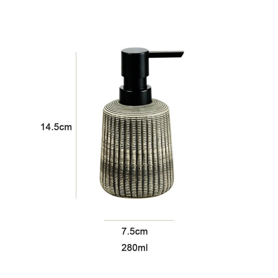 Vintage Seramik Dikey Çizgili Losyon Şişesi - 400ml Otel veya Ev için Duş Jeli Dispenseri.