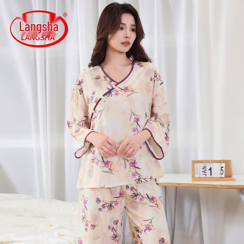 Langsha Women s New Chinese Style Pajama Set XL