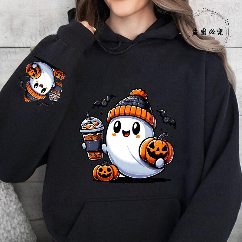 

Женские модные худи Креативные худи с принтом привидения, тыквы и летучей мыши на Хэллоуин, толстовки с длинными рукавами, хэллоуинские пуловеры, толстовки 3XL