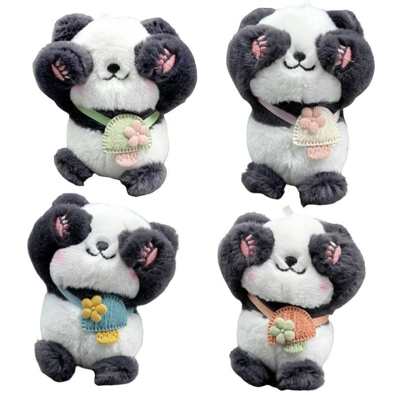 Plush Panda Backpack Keychain Pendant Toy Stuffed Doll Bag Decoration Kids Gift