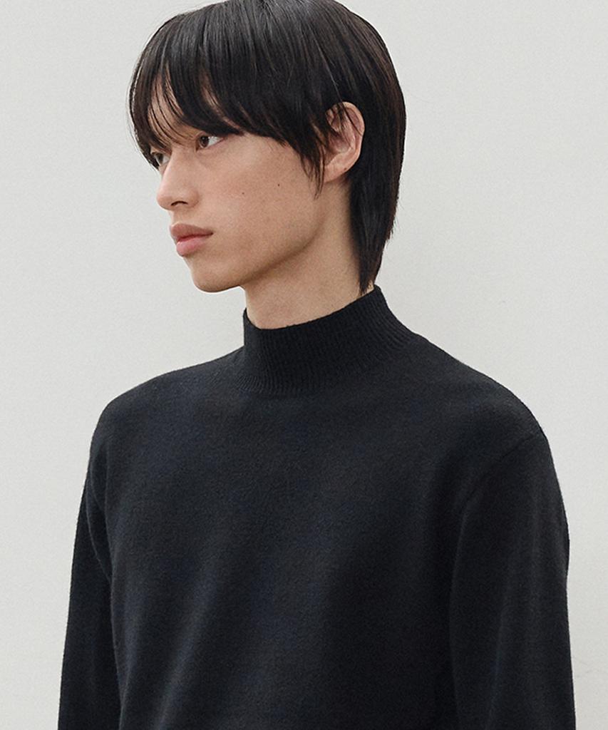 LEIRE Minimal Wool Mock Neck Knit [Black]
