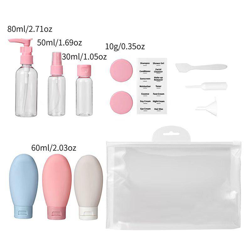 11In1 Set Travel Bottles Travel Size Containers Cosmetic Skincare Liquid Toiletries Bottle