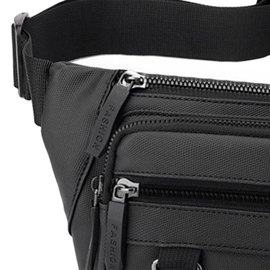 Fanny Pack Men Shoulder Bag Oxford Cloth Casual with Zippered Pockets Waist for