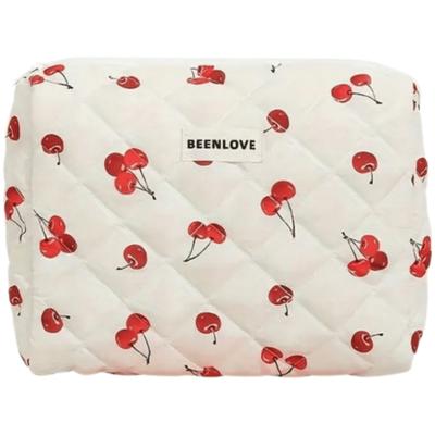 ECARLA - Quilted Cosmetic Bag with Cherries