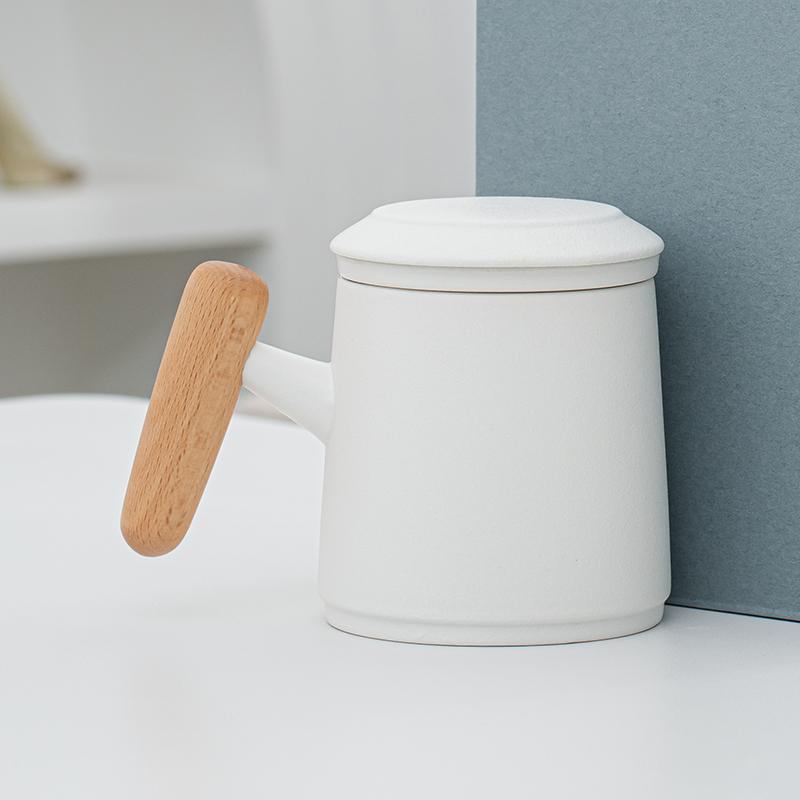 450ml Ceramic Mug Household Water Separation Cup Office Covered Filter Cup Tea Steeping Cup Drinking Utensils Teaset Accessories