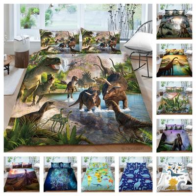 Dinosaurier-Bettbezug-Set, Cartoon-Queen-Size-Bettwäsche, Heim-Tagesdecken, Kinder- und Teenager-Luxus-Bettbezug