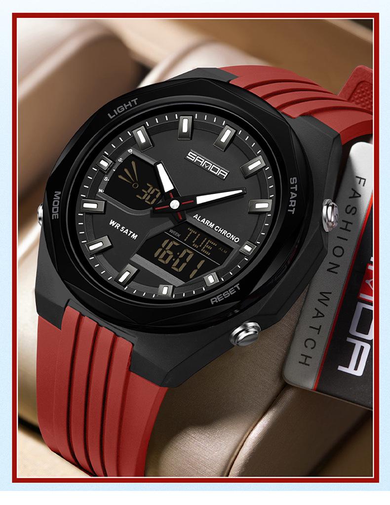 SANDA Sports Watch: World Time, Multifunctional Chronograph, Waterproof, Unisex