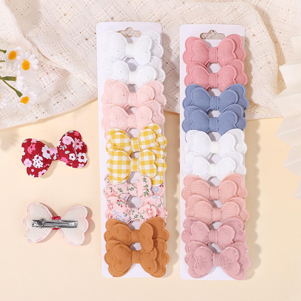 10pcs/set Lovely Fabric Printed Hair Bows Clips for Girls Handmade Boutique Mini Barrette Headwear Kids Hair Accessories