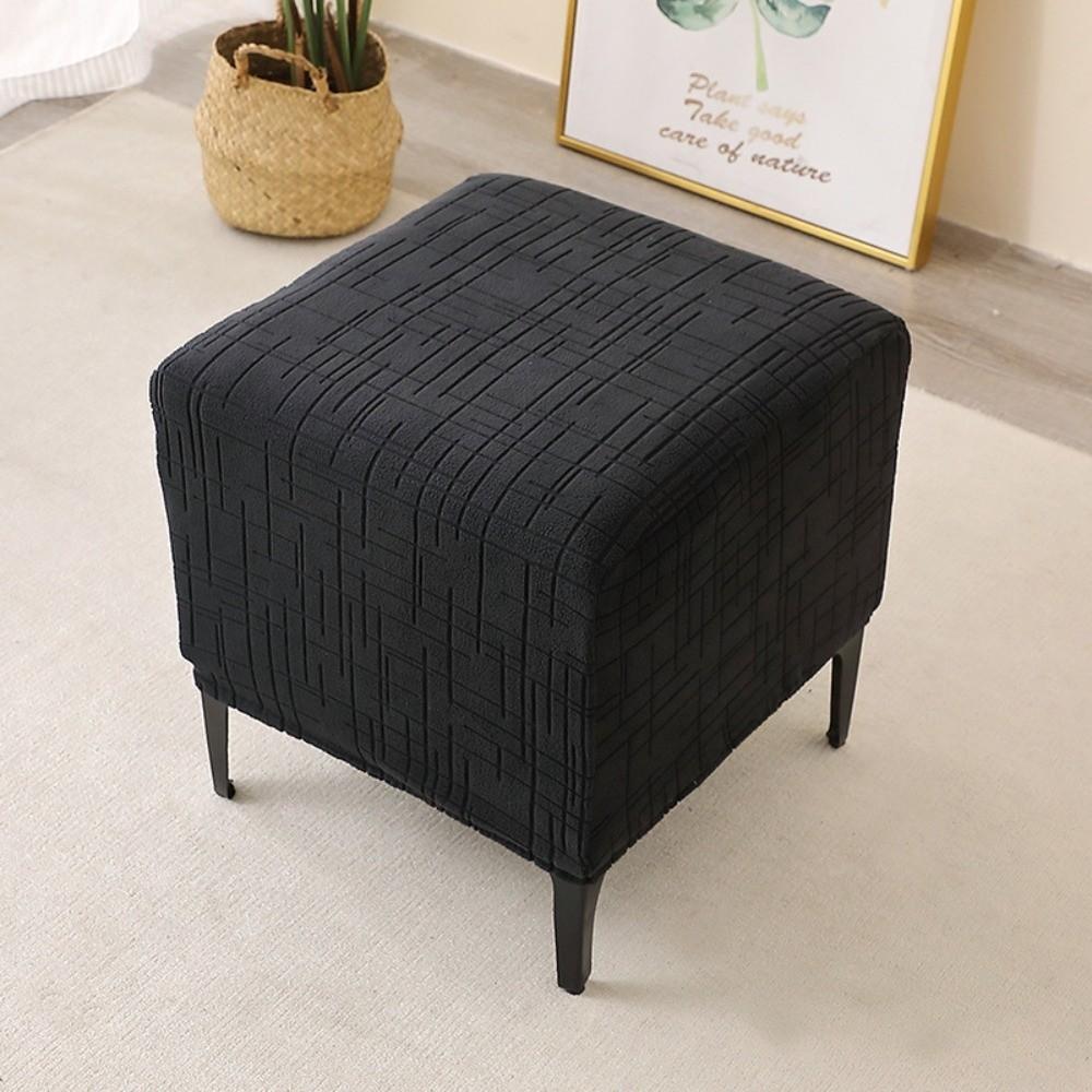 New Elastic Jacquard Ottoman Cover Solid Color Soft Square Stool Cover T-Shape Footstool Case Home Decor