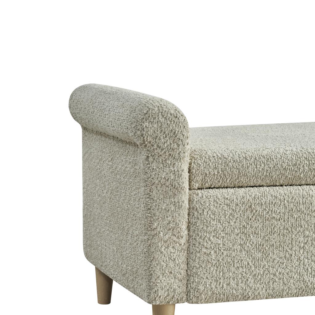 Storage Ottoman Footstool, Fabric Upholstered Footrest with Lift-Up Lid, Scandinavian Style Compact Stool for Living Room or Bedroom