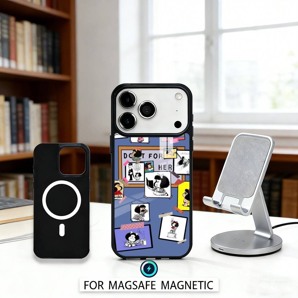 C-Cute Cartoon M-Mafalda Phone Case For iPhone 17,16,15,14,13,12,Pro,Max For Magsafe Magnetic Wireless Charging