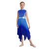 Girls Liturgical Dance Dress - Sleeveless Mock Neck Tunic with Asymmetrical Hem & Shiny Sequins for Worship Performance