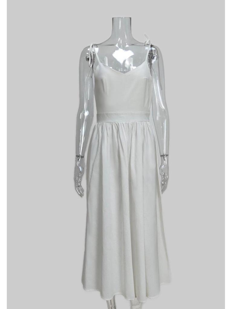 2025 Damen Elegantes Rückenfreies V-Ausschnitt Hochtailliertes Kleid im Mori-Stil