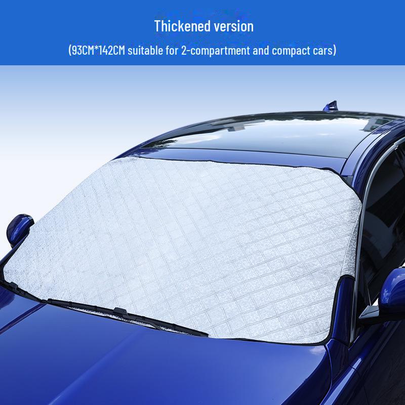 

Автомобільний снігозахисний напівчохол: Потовщені антиморозні та снігові щити захищають переднє лобове скло від замерзання.