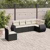 Vidaxl 6-Cz. Set di Mobili da Giardino con Cuscini, Polyrattan Nero