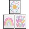 WEZADUK Rainbow Wall Decor for Girls Room, Boho Pink Kids Wall Art Posters for Toddler Room Nursery Playroom, Toddler Girl Bedroom Decor Aesthetic,