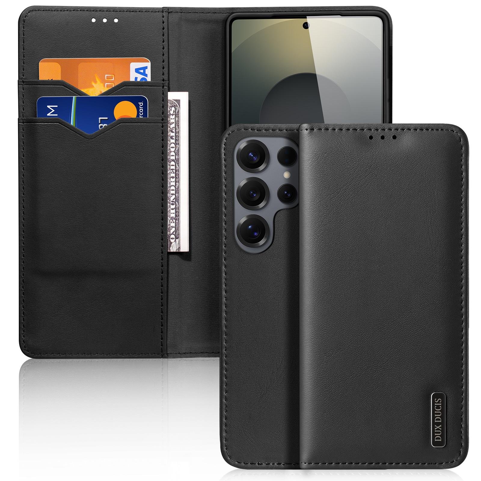Чехол-книжка DUX DUCIS Hivo Series из натуральной кожи с RFID-защитой и подставкой для Samsung Galaxy S26 Ultra (Немагнитный)