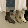 Autumn Winter Fashion Design Heel Ankle Boot Square Toe Zipper Ladies Casual Boots Shoes Soft Leather Short Boot