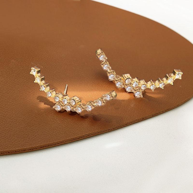 S925 Silver Needle Luxury Diamond Stud Earrings - High-End Irregular Temperament Design for Women
