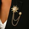 Starfish And Conch Shape Collar Chain Brooch Tassel Brooch Shirt Collar Decoration Button Needle Fit Daily Wear
