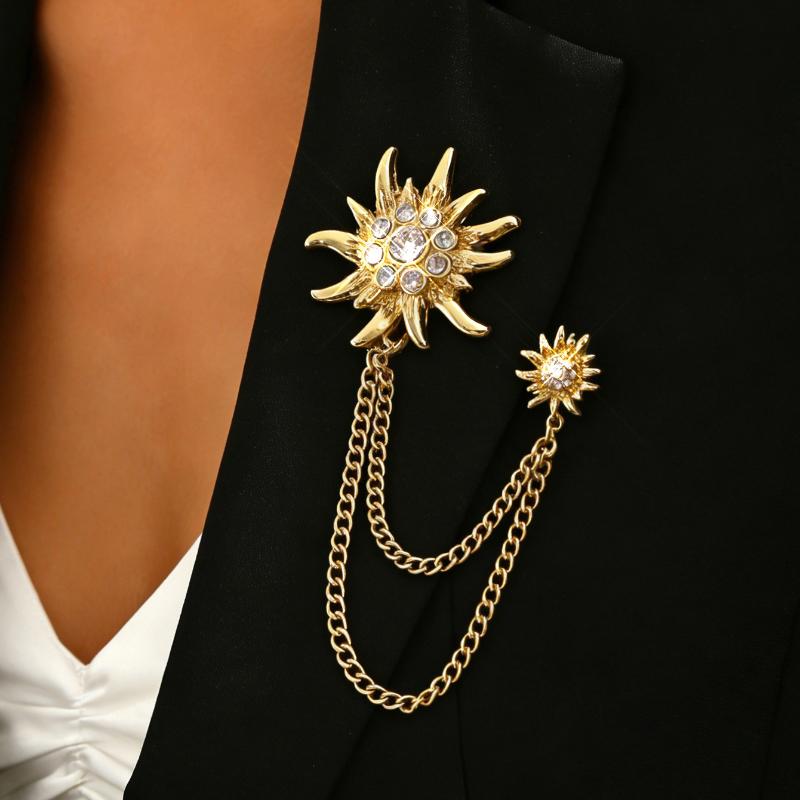 Starfish And Conch Shape Collar Chain Brooch Tassel Brooch Shirt Collar Decoration Button Needle Fit Daily Wear