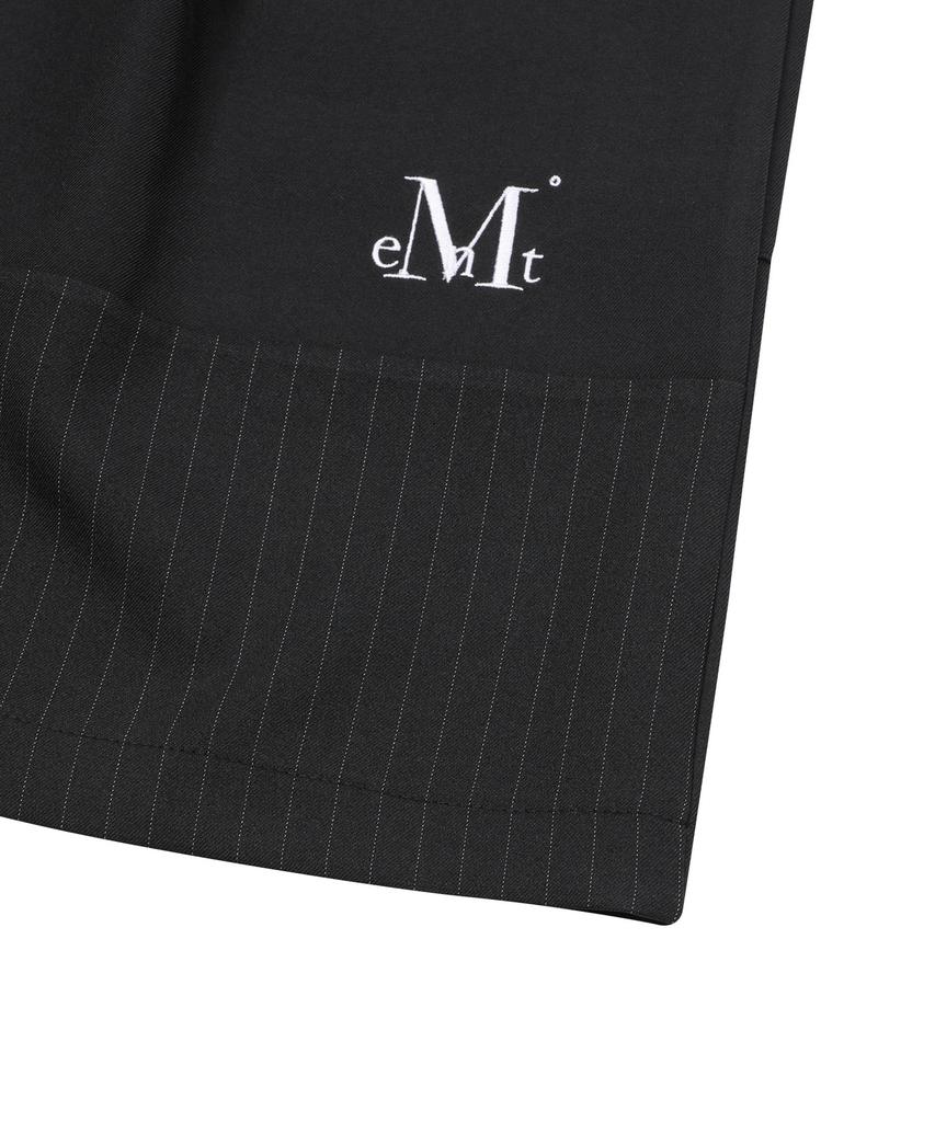 MUCENT Modern Stripe Color Block Wide Pintuck Half Pants