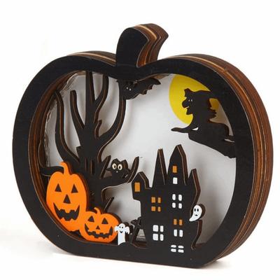 New Cute Halloween Pumpkin Lights Special Interesting Glowing Pumpkin Ghost Lights Wooden Pumpkin Lantern Halloween Party