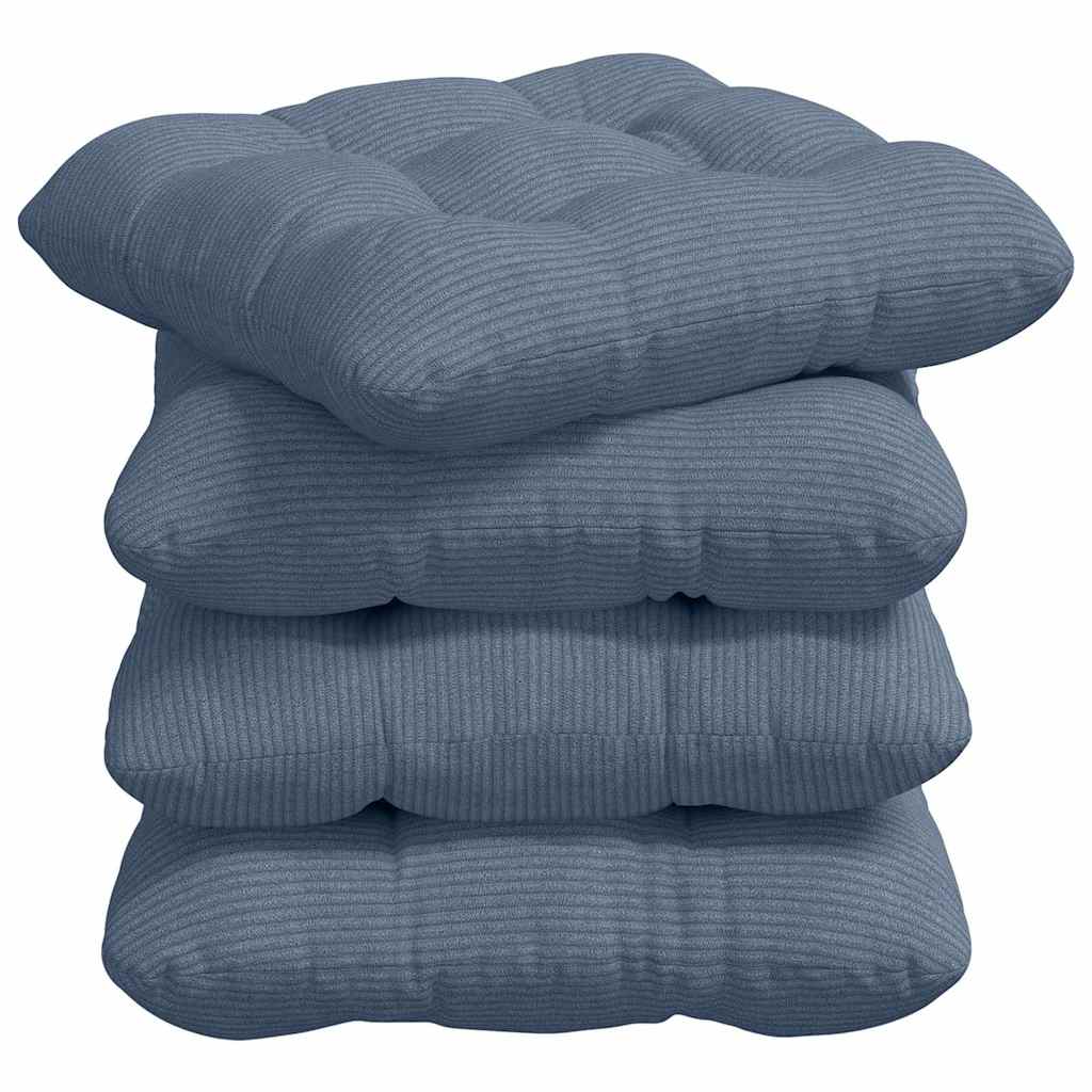 Seat Cushions 4 pcs Blue 40 x 40 cm Corduroy Fabric